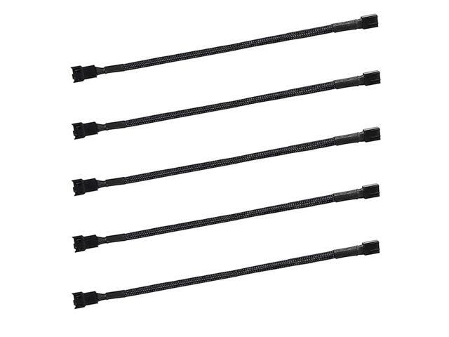 5 Pack- 11.8 inch PWM Fan Extension Cable PC Fan Extension Cable Compatible with ATX Case 3 Pin & 4 Pin Cooling Fans Durable Black Nylon Braided...
