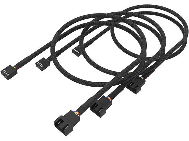 3 Pack 4 Pin PWM Fan Power Splitter Cable Black Sleeved Braided Adapter PC Fan Power Extension Cable for Computer ATX Case 4 Pin 3 Pin Cooling Fan...