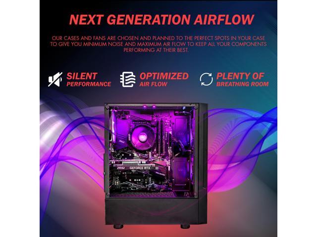 Gigatech Gaming Apollo 7 Gaming PC Desktop - System: AMD Ryzen 5 5500 4.2GHz 6-Core 12-Threads, NVIDIA RTX 3050 GPU Graphics Card, DDR4 3200MHz...
