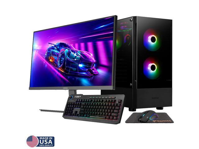 Gigatech Gaming Titan 3 Gaming PC Desktop Bundle - Ryzen 5 5500, RTX 5060, 16GB DDR4, 2TB SSD, RGB, Windows 11, Wi-Fi, Monitor
