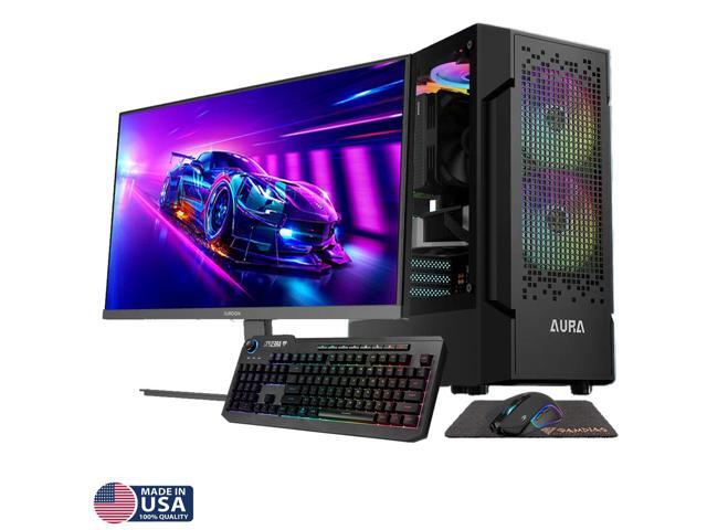 Gigatech Gaming Apollo 5 Gaming PC Desktop Bundle - Ryzen 5 5500, ARC A380, 16GB DDR4, 1TB SSD, RGB, Windows 11, Wi-Fi, Monitor