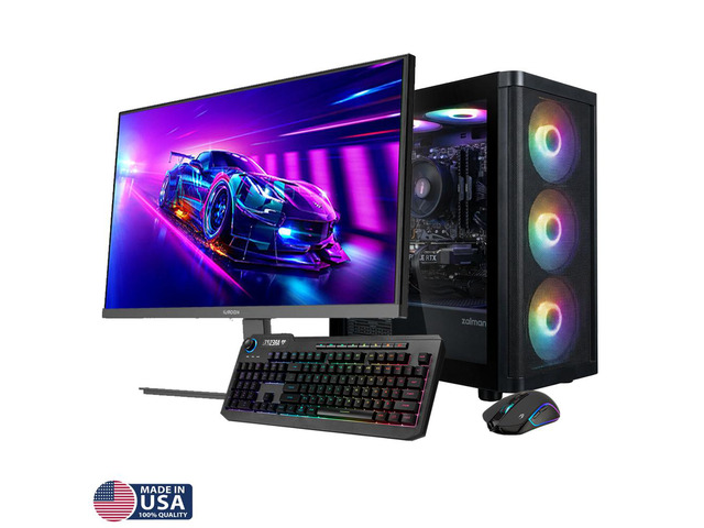 Gigatech Gaming Apollo 5 Gaming PC Desktop Bundle - Ryzen 5 5500, ARC A380, 16GB DDR4, 1TB SSD, RGB, Windows 11, Wi-Fi, Monitor