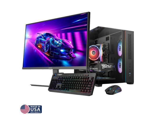 Gigatech Gaming Titan 7 Gaming PC Desktop Bundle - AMD Ryzen 7 5700, NVIDIA GeForce RTX 5070, 16GB DDR4, 2TB SSD, RGB, Windows 11, Wi-Fi, Monitor