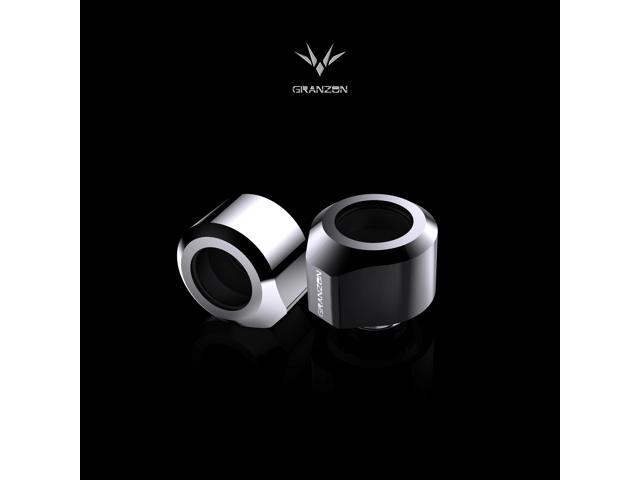 Granzon Fitting In 4 Pcs/Set, Anti-off Hard Tube Adaptor, Brass Black/Silver G1/4' Rotary Connector, Revolvable Adjustable For Water Cooling, GD-FT14