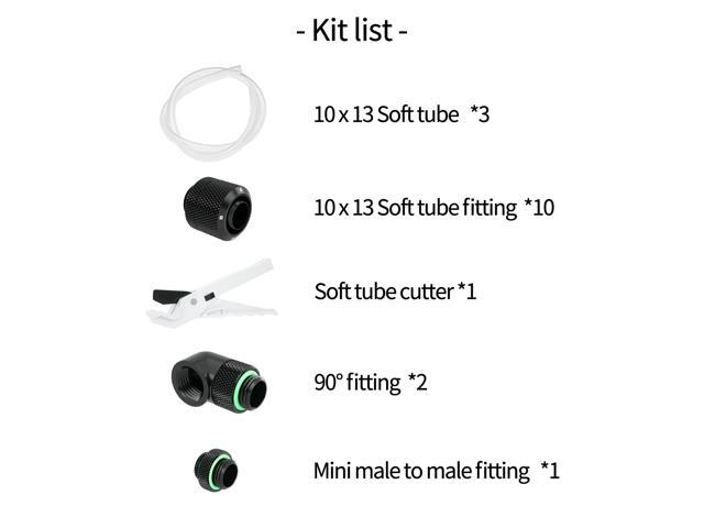 Barrow Soft Tube Fitting Kit, Include 10x13mm (3/8'IDx1/2'OD) Tubing & Tube Fitting & Tube Cutter, Thread G1/4' Compression Tube Fitting Kit AIO...