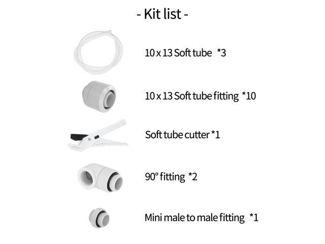 Barrow Soft Tube Fitting Kit, Include 10x13mm (3/8'IDx1/2'OD) Tubing & Tube Fitting & Tube Cutter, Thread G1/4' Compression Tube Fitting AIO Kit...