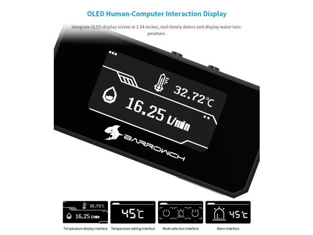 Barrowch OLED Display Multimode Protector, Alarm For Overheat, Abnormal Shutdown, Water Cooling Loop Protection, FBFT08 Black