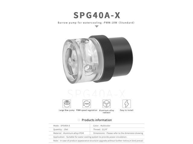 Barrow 18W PWM Pump, D5 Series Multi-color Combination With Aluminum Alloy Heatsink Cover, Water Cooling Pump, SPG40A-X Acrylic Top with Black Cover