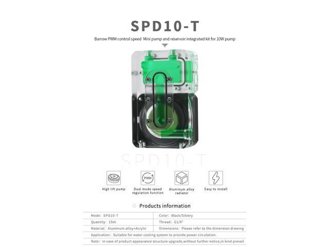 Barrow DC12V 10W PWM Water Cooler Integrated Pump Water Tank For ITX Case MINI Pump Reservoir Water Cooling System, SPD10-T