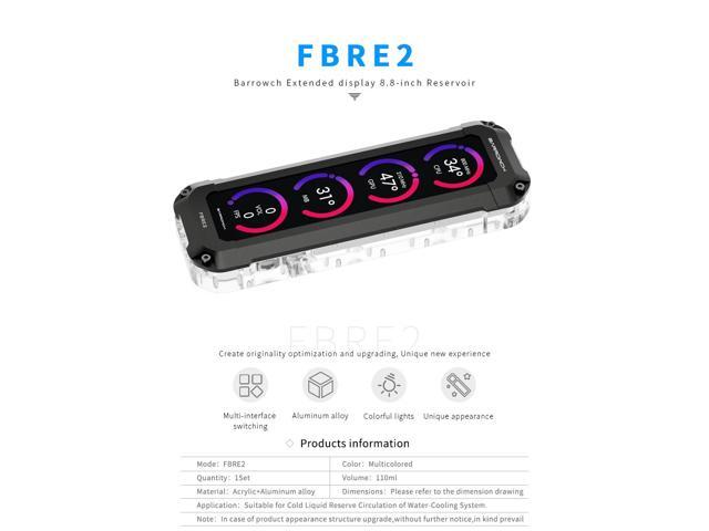 Barrowch FBRE2 Reservoir With Extended Display Screen, 8.8-inch Reservoir, DIY Water Cooling Accessories Real Time Monitoring Red
