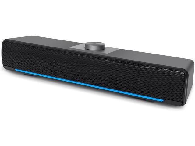 Computer Speakers, Phission 2.0 Stereo USB Powered Sound Bar Speakers with Blue LED Light and 3.5 mm Aux Connection for Computer Desktop Laptop PC.