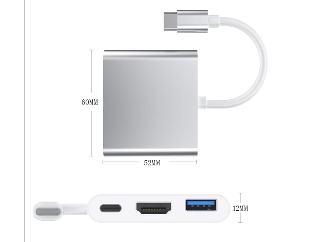 USB C to HDMI adapter 4K cable, Type C to HDMI multi-port AV converter with USB 3.0 charging port, suitable for MacBook Pro 13/15 (Thunderbolt.