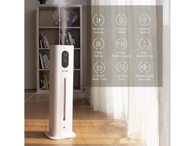 Humidifiers for Bedroom Large Room, 8L Large Top Fill Humidifier with 3 Speed Humidistat for Baby Kids Adults Home Yoga Sleep
