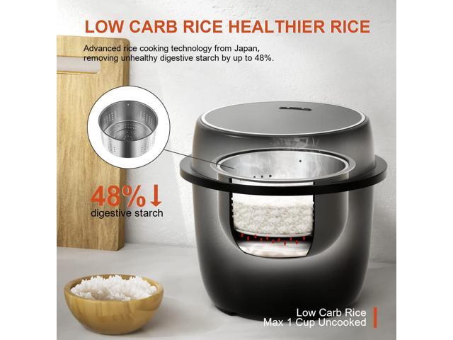 Rice Cooker Small Low Carb, YOKEKON 3-cup (uncooked) Rice Cooker with Stainless Steel Steamer, 8-in-1 Rice Maker, Delay Timer and Auto Keep Warm...