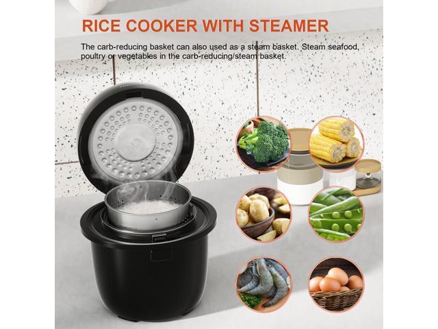 Rice Cooker Small Low Carb, YOKEKON 3-cup (uncooked) Rice Cooker with Stainless Steel Steamer, 8-in-1 Rice Maker, Delay Timer and Auto Keep Warm...