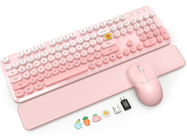Wireless Keyboard and Mouse Combo Magnetic Soft-Touch Wrist Rest