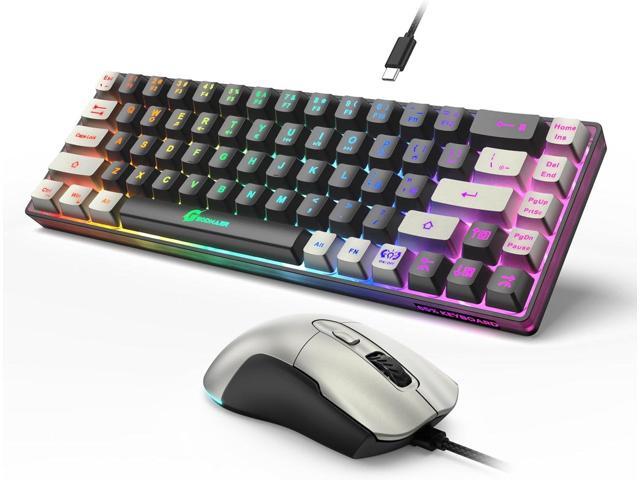 65% Gaming Keyboard and Mouse Combo, RGB Backlit Keyboard + 7200 DPI Gaming Mouse, Ultra-Compact Anti-Ghosting Wired Keyboard and Mouse for PC...