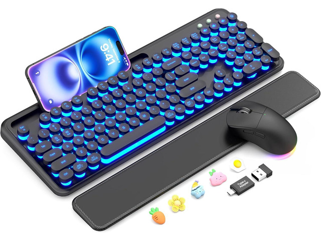 Wireless Keyboard and Mouse Combo with Magnetic Wrist Rest