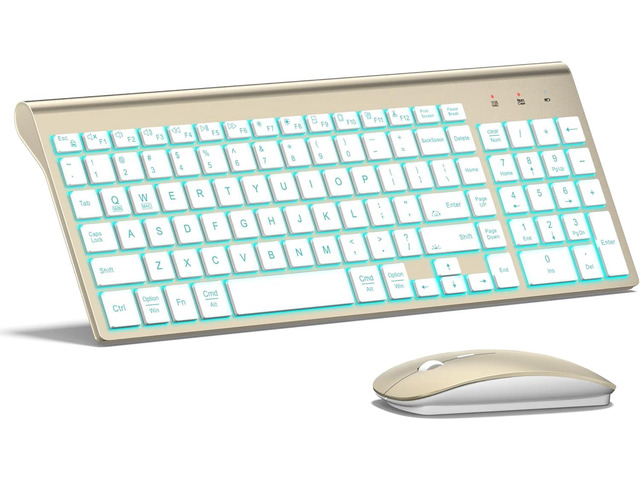 Wireless Backlit Keyboard and Mouse Ultra Slim Combo