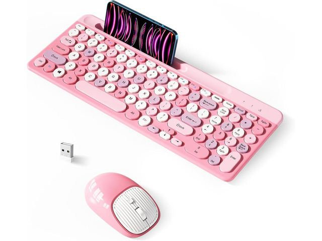 Retro Wireless Keyboard with Round Keycaps