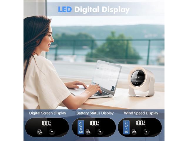 USB Desktop Fan with LED Display & Long Battery Life