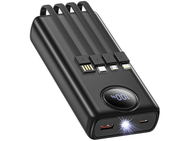 20000mAh Power Bank with Built in Cables