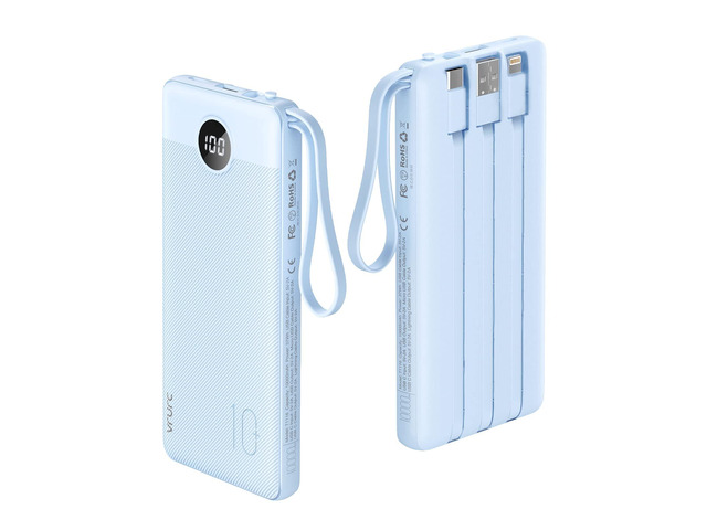 Power Bank 10000mAh With Built in Cables