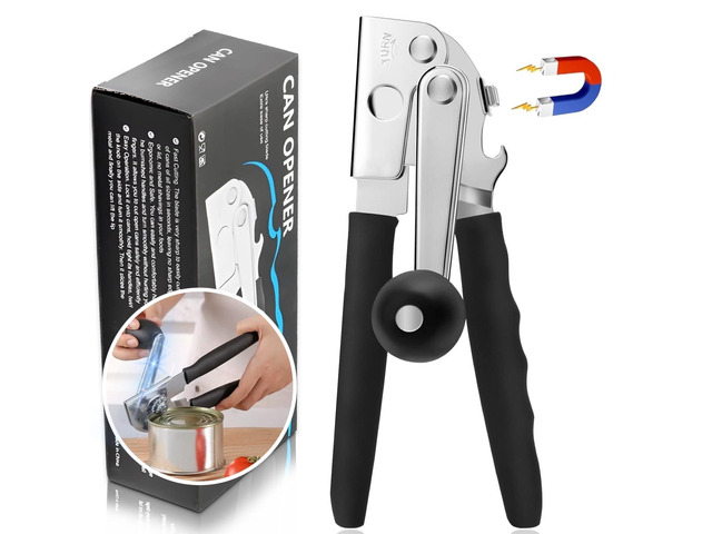 Hand Crank Can Opener with Comfortable Extra-Long Handles