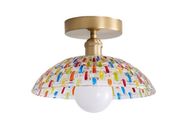 Colorful Vintage Glass Flush Mount Ceiling Light
