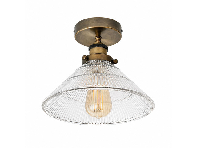 Lighting Vintage Ribbed Glass Ceiling Light E27