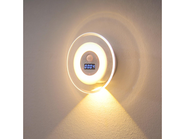 LED Motion Sensor Night Light with Clock Display