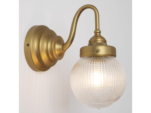 Wall Light Sconce with Clear Ribbed Glass Globe Shade