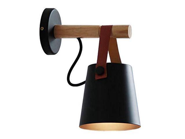 Wall Light Sconce Modern Wooden Leather Decorative Led Wall Lamps E27