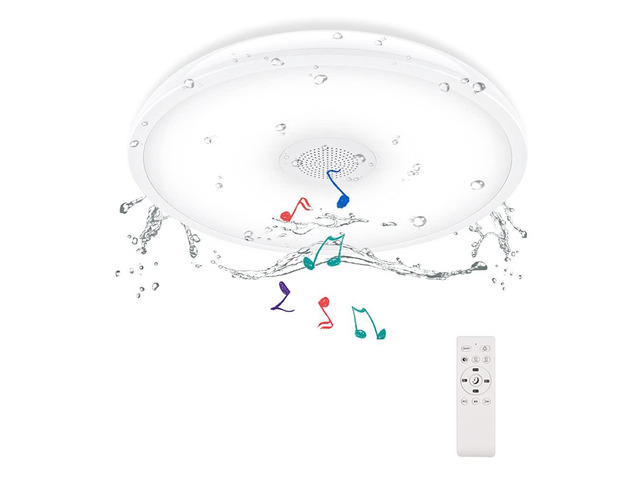 Bathroom Ceiling Light with Bluetooth Speaker and Remote Control Waterproof