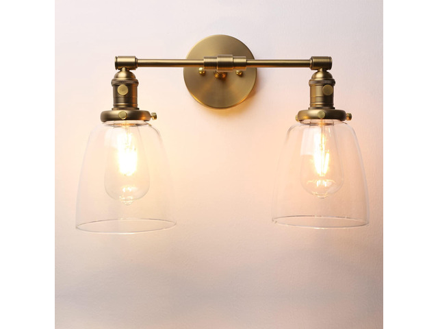Phansthy Industrial Wall Lights Fitting with Oval Glass Shade 2 Lights