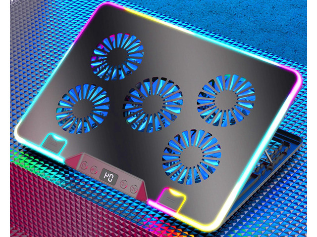 Gaming RGB Laptop Cooling Fan pad Cooler 15.6 14 13 12 10Inch(Party RGB-Lights