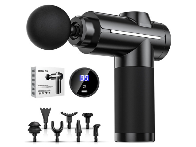 Deep Tissue Muscle Massage Gun with 32 Adjustable Levels and 8 Heads