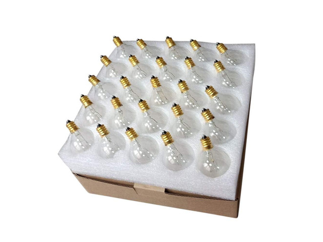 25 Packed Tungsten G40 E12 Base 7W Clear Warm Glow White Color