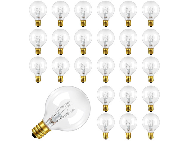 25 Pack G40 7 Watt Incandescent Replacement Bulbs