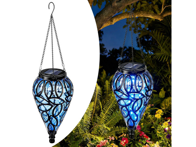 Solar Chandelier Outdoor Garden - Waterproof Hanging Solar Lantern with 20 LED Lights