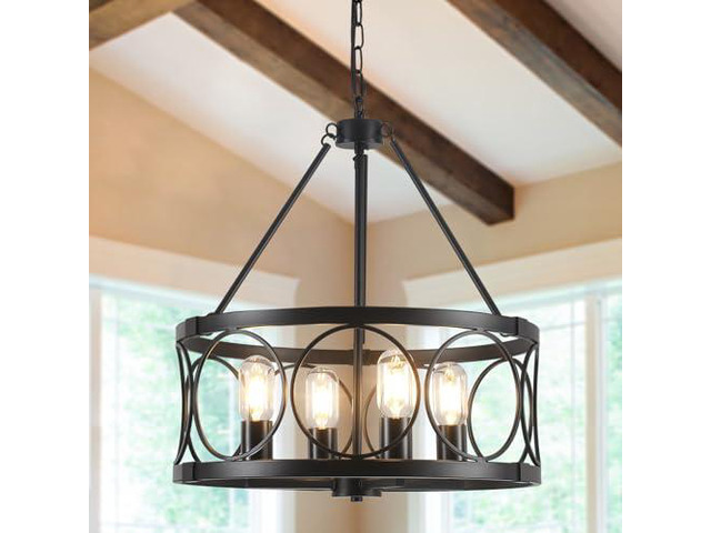 Black Chandelier - 4 Lights Chandeliers Ceiling Light Industrial Living Room Cha