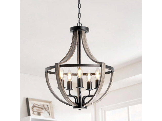 5 Light Farmhouse Chandelier Rustic Flush Mount Ceiling Light