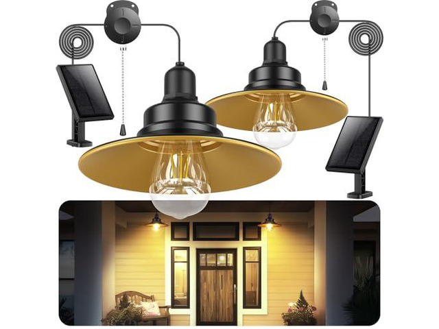 Solar Shed Light Pull Cord Switch Indoor Outdoor with E27 Bulb