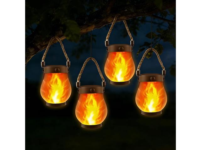 4 Pack Solar Flame Lanterns Outdoor