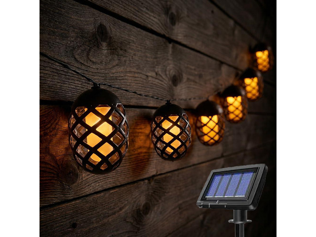 Solar Lantern String Lights with Flame Effect