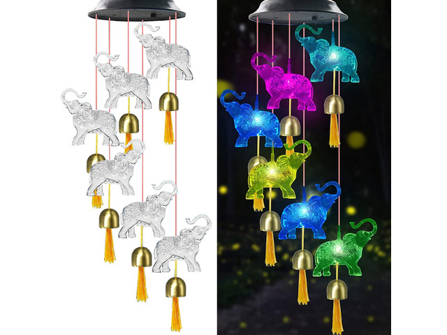 Elephant Gifts for Mom Woman Solar Wind Chimes for Garden