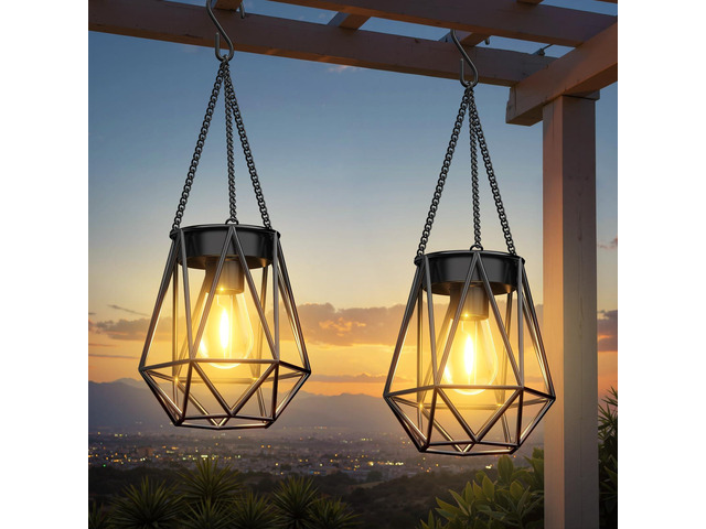 Solar Lights - 2 Pack Hanging Garden Lanterns