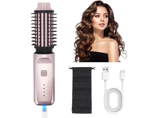 Cordless Curling Brush 3-in-1 Wireless Hair Curler Straightening Brushes