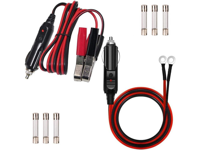 12V 3FT Cigarette Lighter Male Plug with Battery Clamp