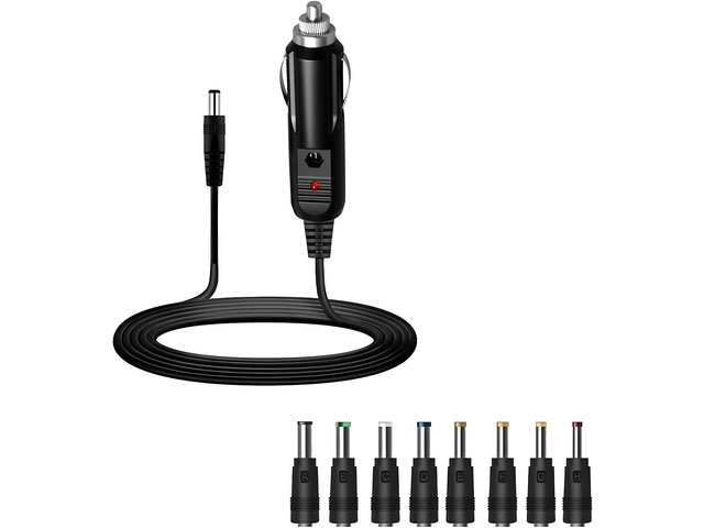 DC 12V 3A Car Charger Power Supply Universal Cord with 8 Connectors 1M Extension